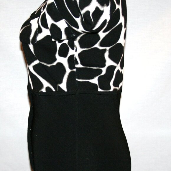 ETCETERA Black & White Nylon Knit Snap Front Sweater Small - Picture 9 of 13